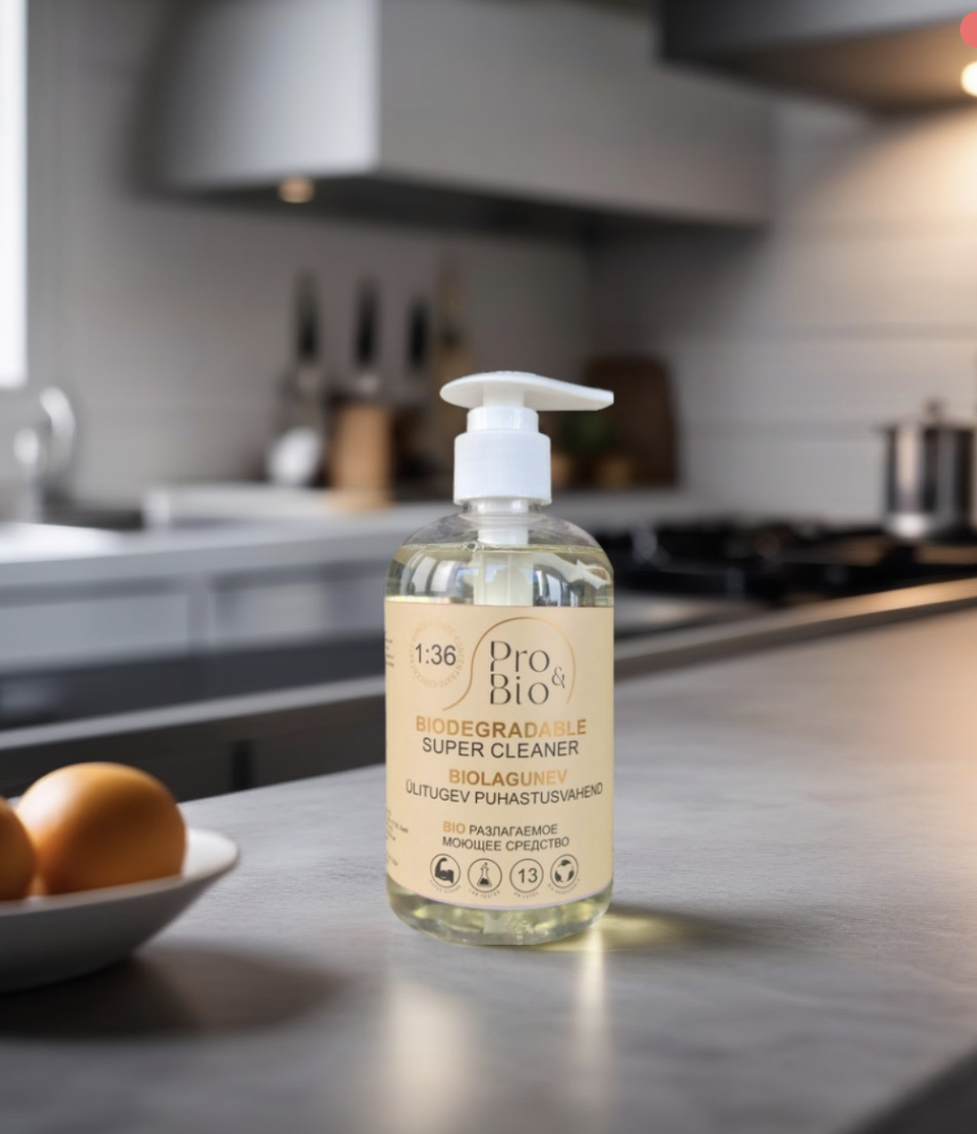 Pro&Bio biolagunev ülitugev super puhastaja on võimsaim abiline rasva-, õli-, tahma-, nätsu-, värvija muude plekkide eemaldamiseks eri pindadelt.
Toode on konts
